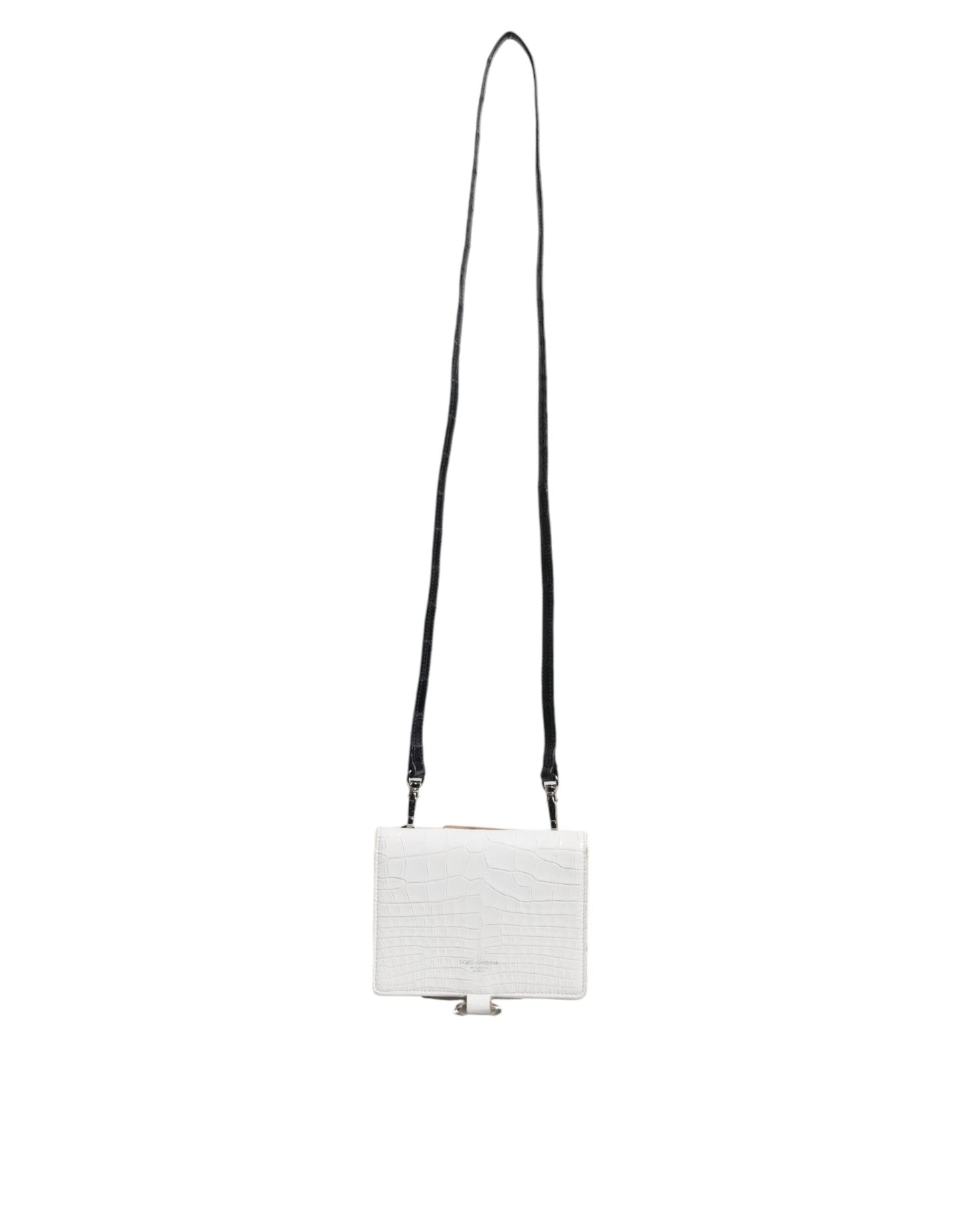 Dolce &amp; Gabbana White Blue Leather Bifold Crossbody Sling Wallet