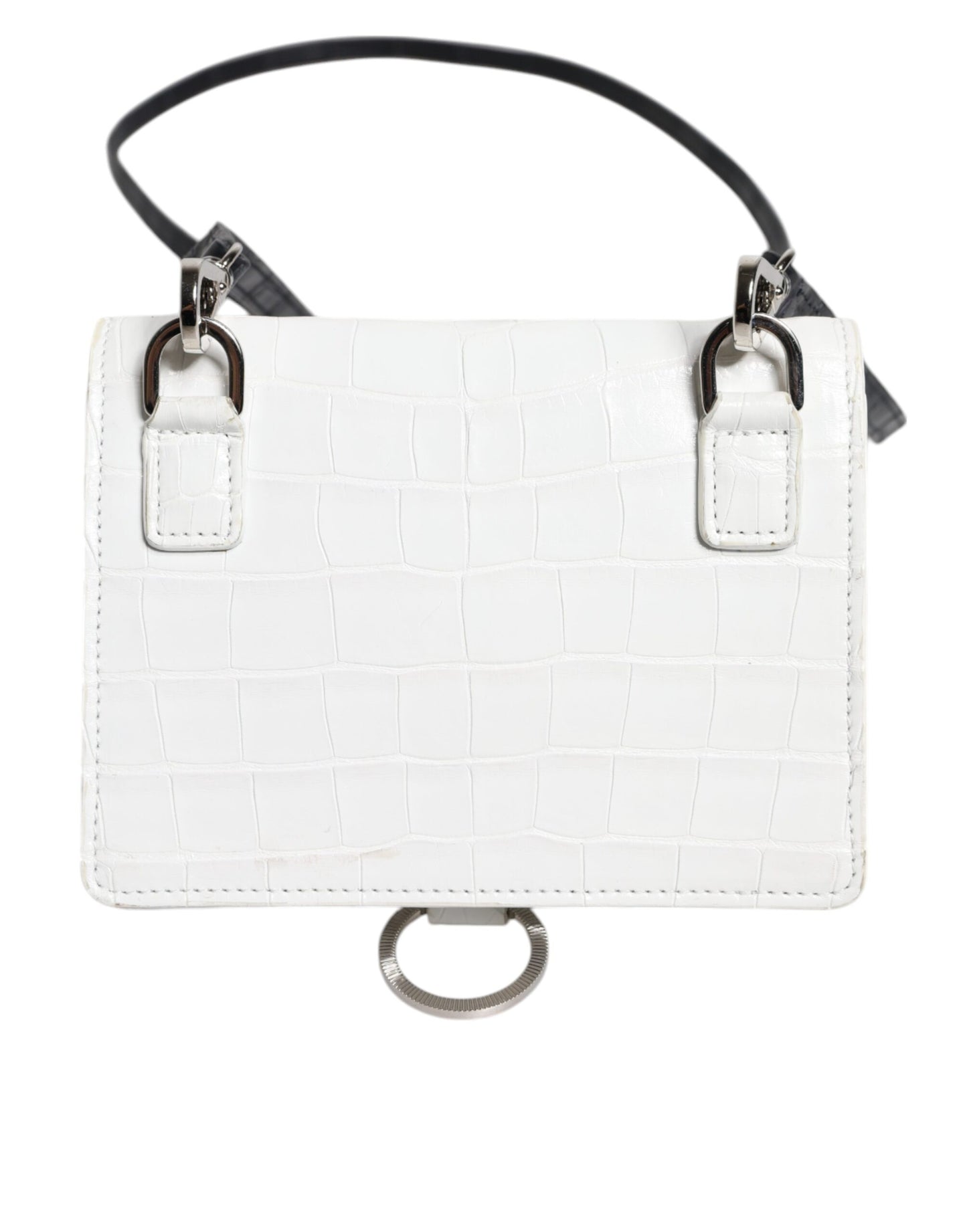 Dolce &amp; Gabbana White Blue Leather Bifold Crossbody Sling Wallet