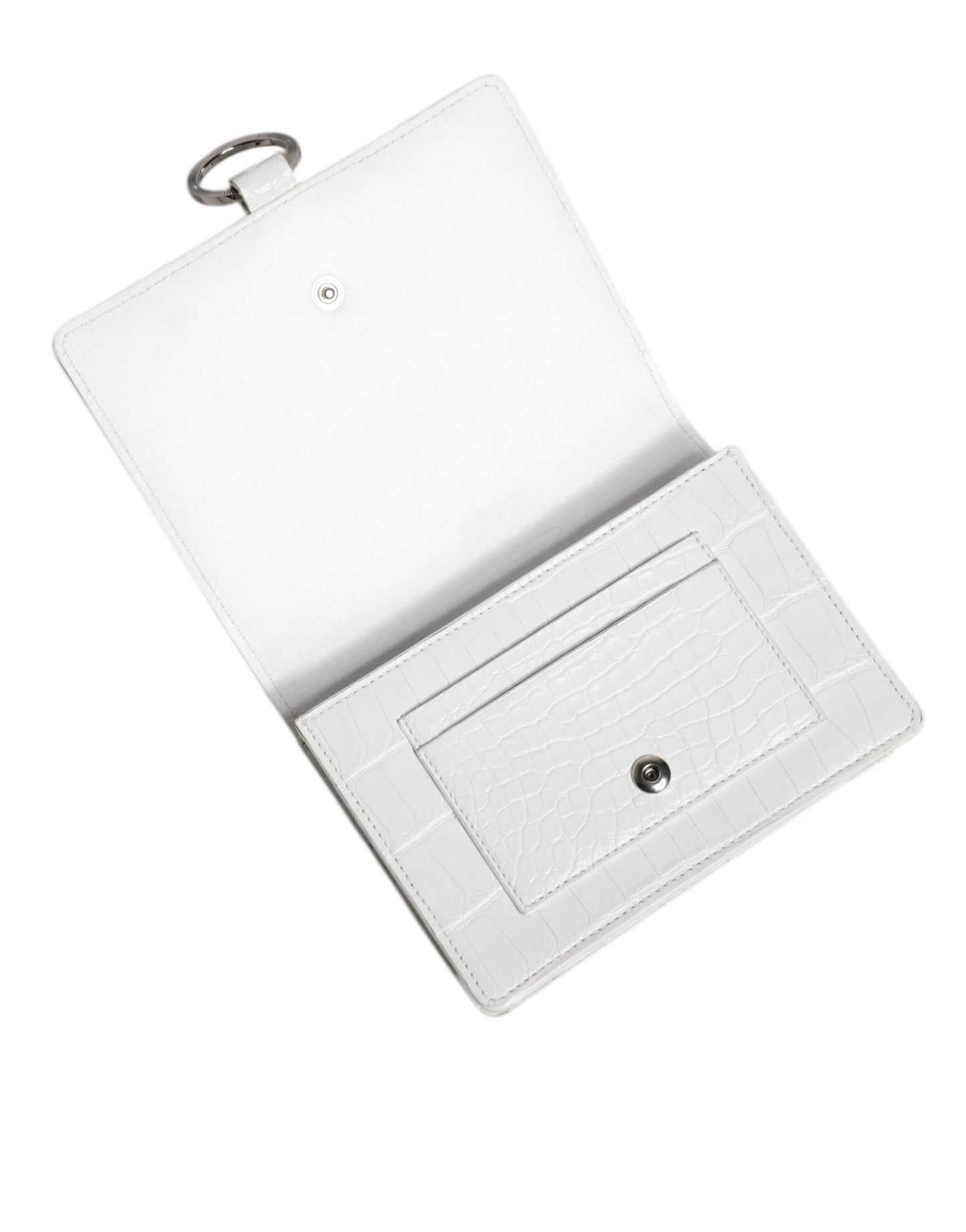 Dolce &amp; Gabbana White Blue Leather Bifold Crossbody Sling Wallet
