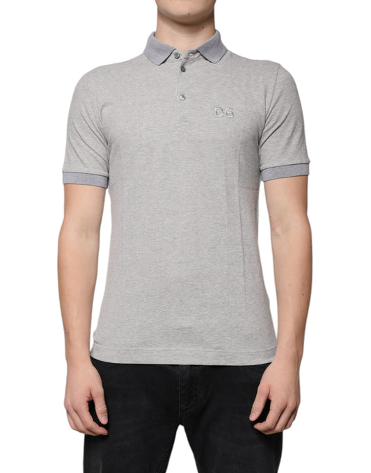 Dolce &amp; Gabbana – Graues Poloshirt mit kurzen Ärmeln und Kragen für Herren