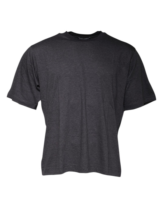 Dolce &amp; Gabbana – Dunkelgraues T-Shirt mit Rundhalsausschnitt und kurzen Ärmeln
