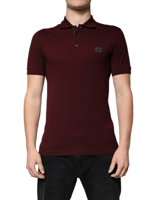 Dolce &amp; Gabbana – Kastanienbraunes Poloshirt mit Kragen und kurzen Ärmeln