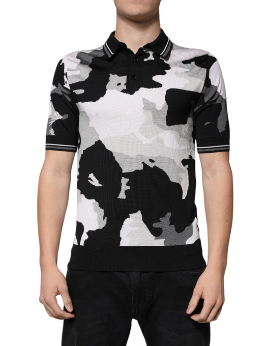 Dolce &amp; Gabbana – Mehrfarbiges Poloshirt mit Camouflage-Kragen