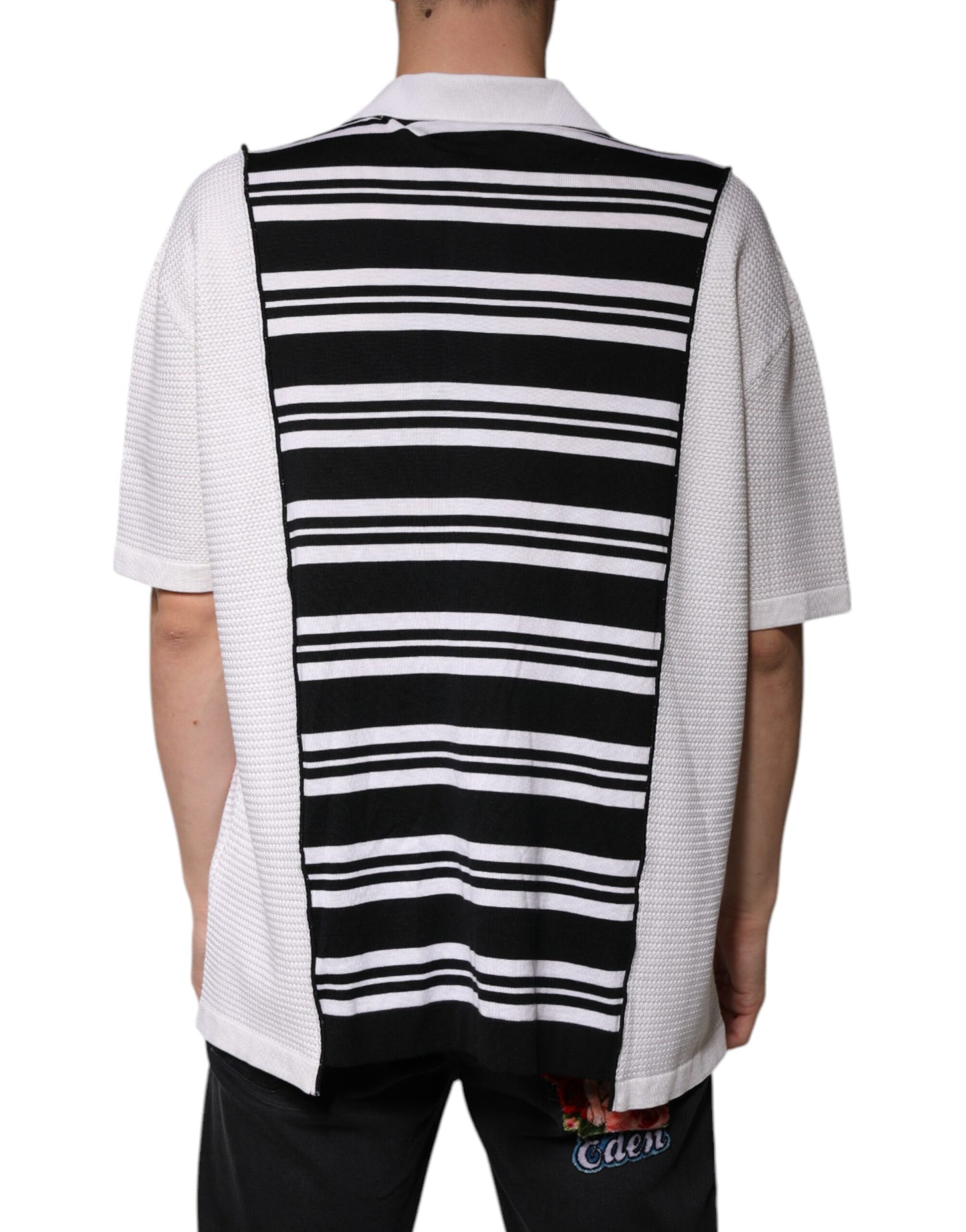 Dolce &amp; Gabbana – Poloshirt mit Kragen und schwarzen und weißen Streifen