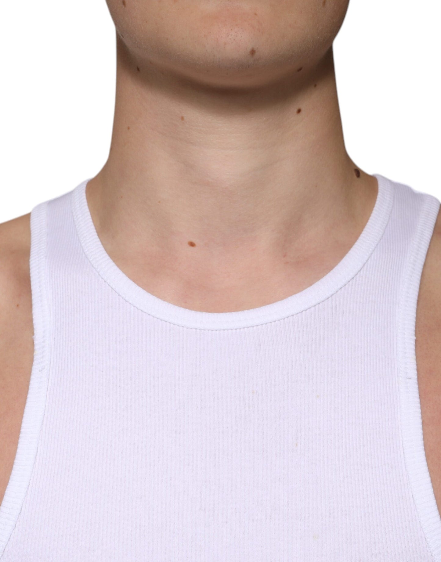 Dolce &amp; Gabbana – Ärmelloses Tank-T-Shirt aus weißer Baumwolle mit Rundhalsausschnitt