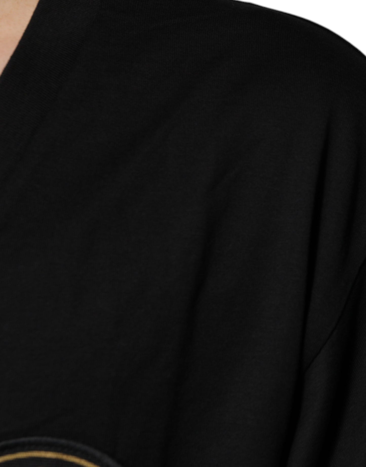 Dolce &amp; Gabbana – Schwarzes, kurzärmliges T-Shirt mit V-Ausschnitt und Logo aus Baumwolle