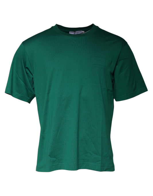 Dolce &amp; Gabbana – Grünes T-Shirt mit Rundhalsausschnitt und kurzen Ärmeln und Logo
