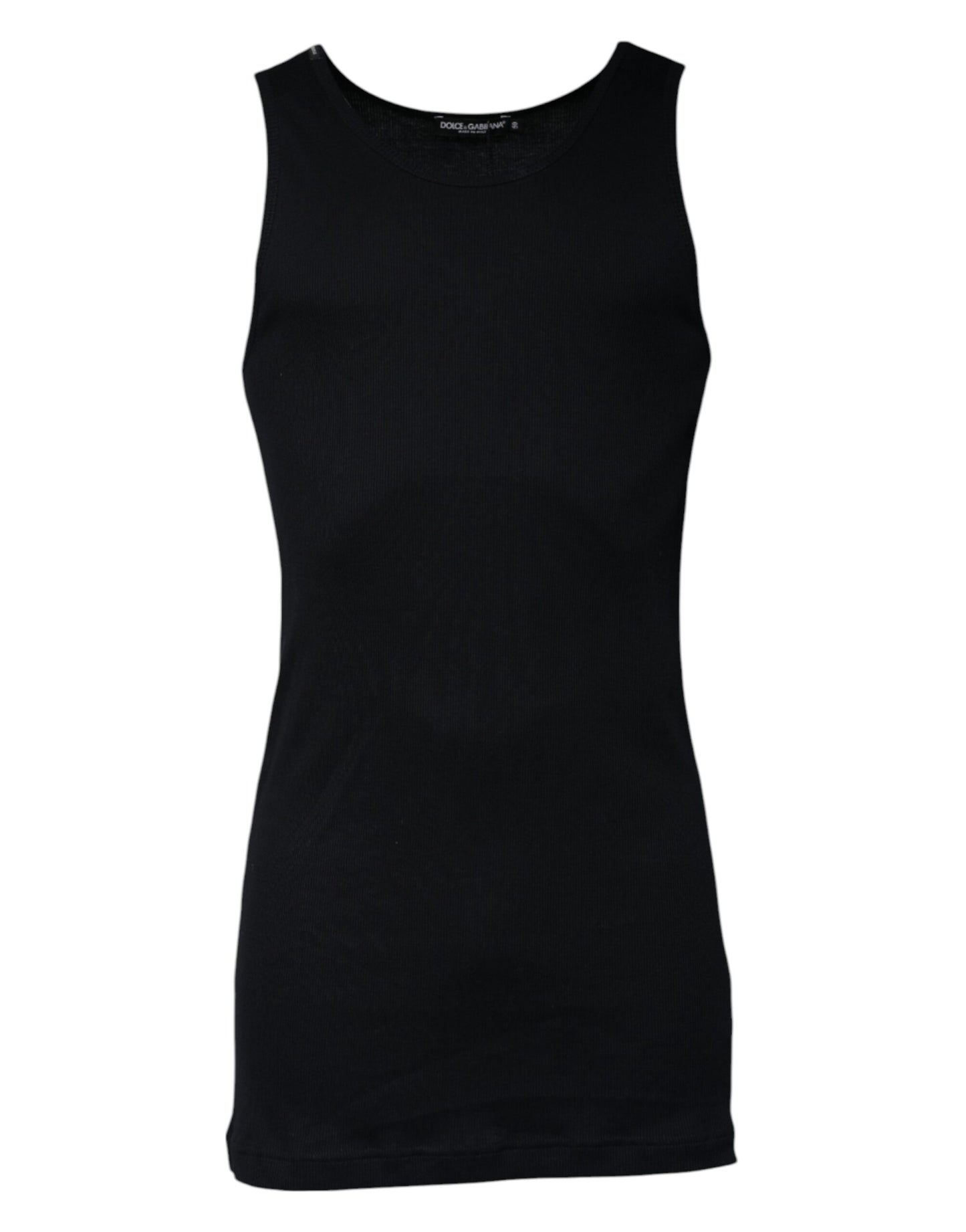 Dolce &amp; Gabbana – Schwarzes, ärmelloses Tank-T-Shirt aus Baumwolle mit Rundhalsausschnitt