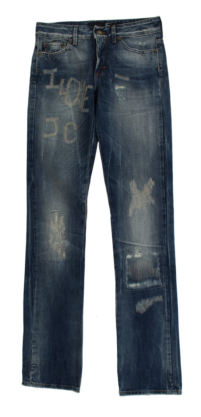 Cavalli – Elegante blaue Denim-Jeans mit Flare-Passform