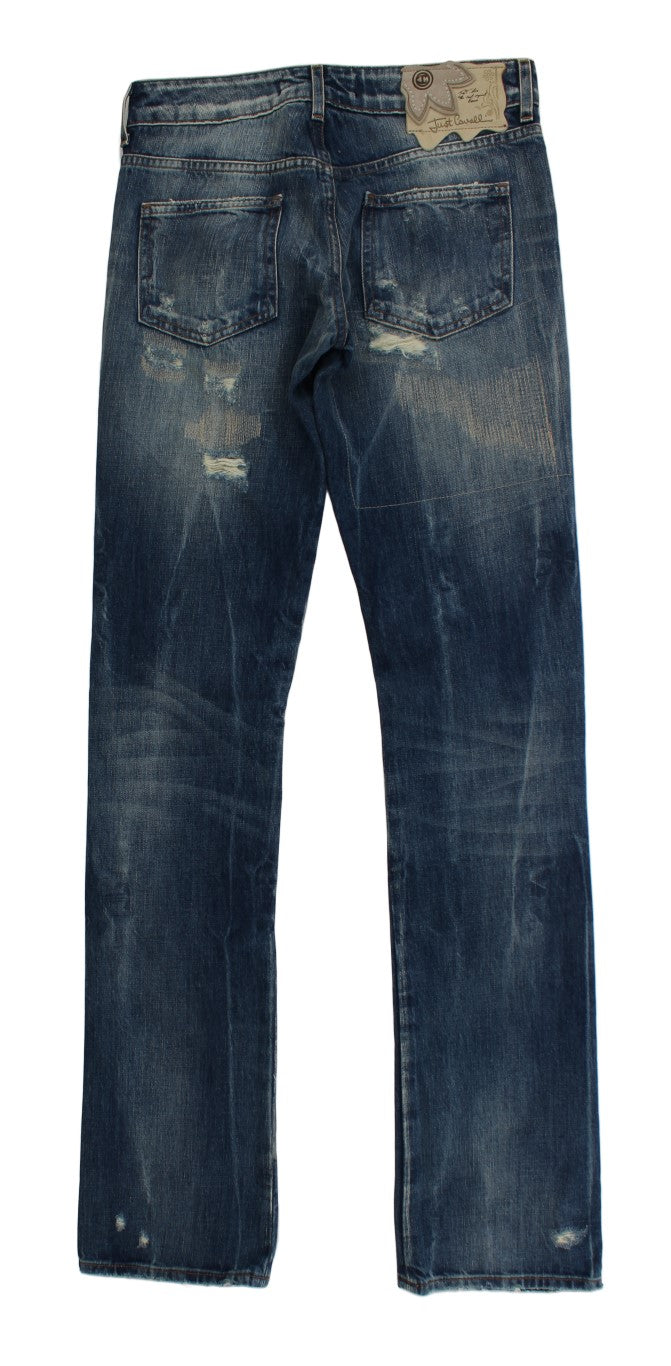 Cavalli – Elegante blaue Denim-Jeans mit Flare-Passform