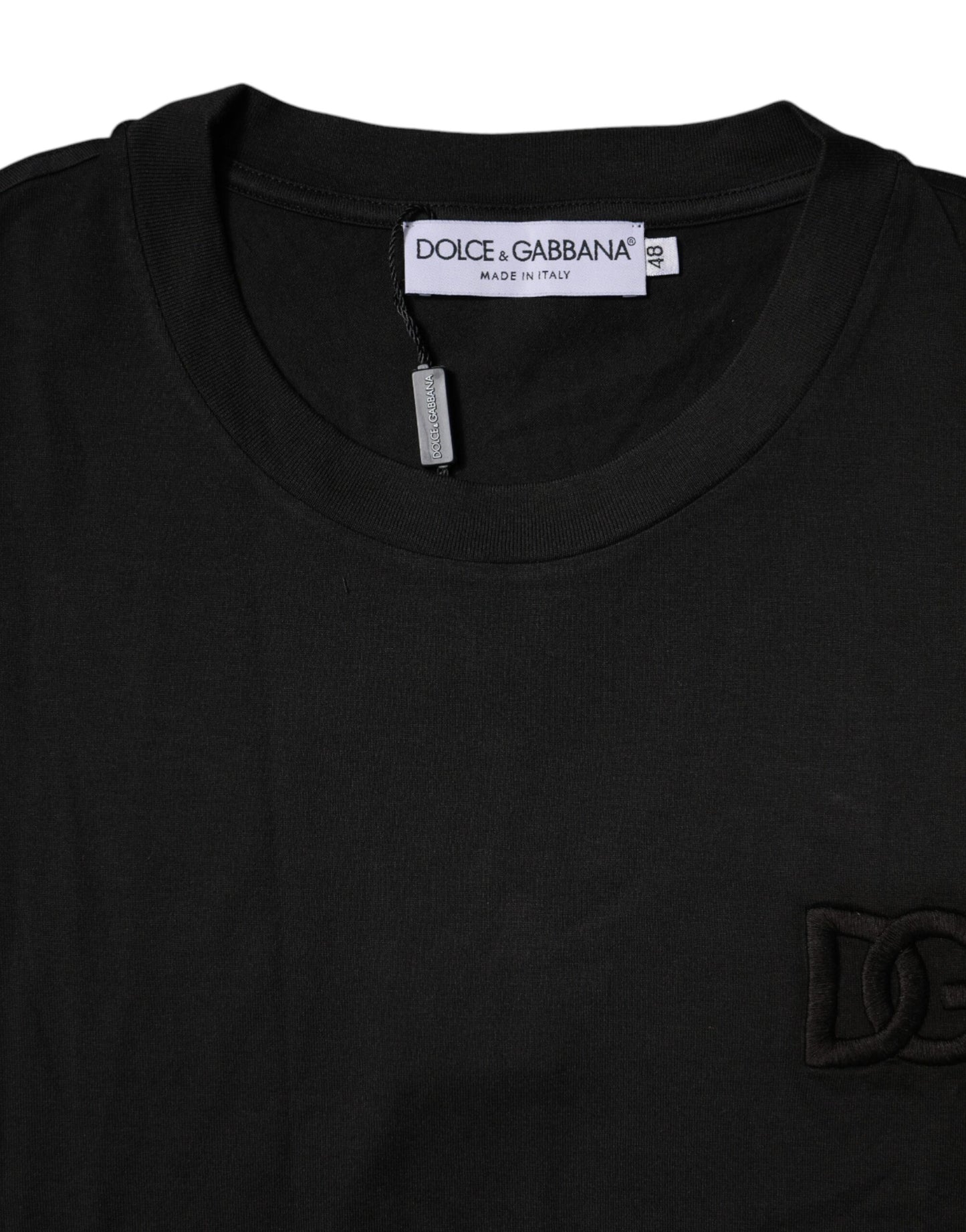 Dolce &amp; Gabbana Black Cotton Crew Neck Short Sleeves T-shirt