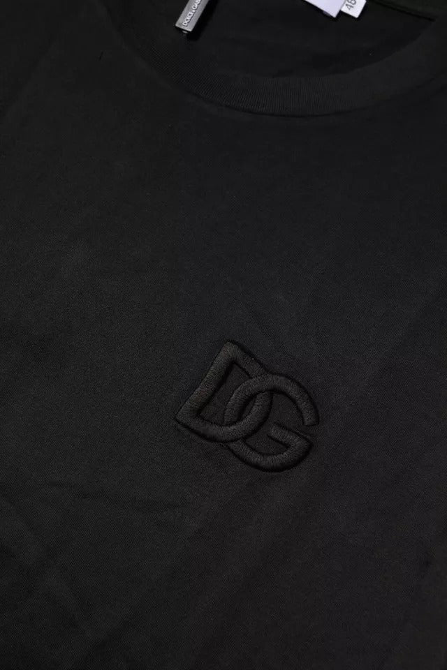 Dolce &amp; Gabbana Black Cotton Crew Neck Short Sleeves T-shirt