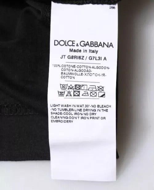 Dolce &amp; Gabbana Black Cotton Crew Neck Short Sleeves T-shirt