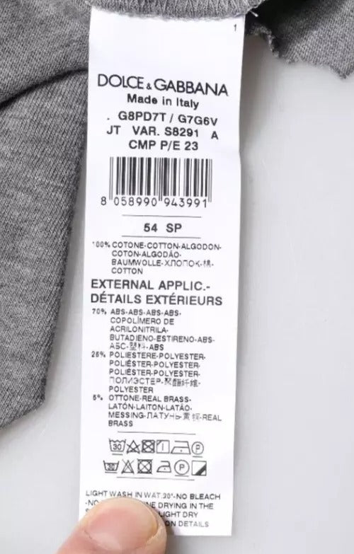 Dolce &amp; Gabbana Gray Logo Crew Neck Short Sleeves T-shirt
