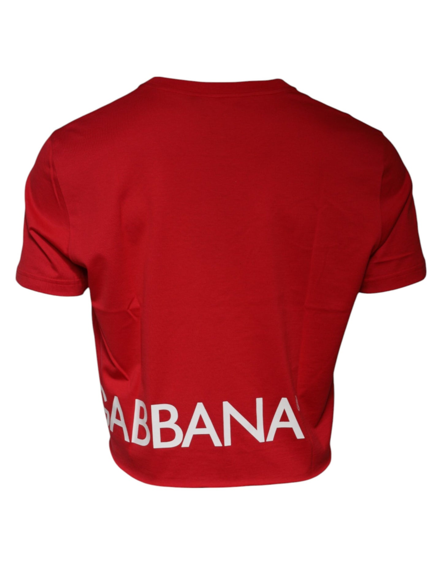Dolce &amp; Gabbana Red Logo Print Cropped Crew Neck T-shirt