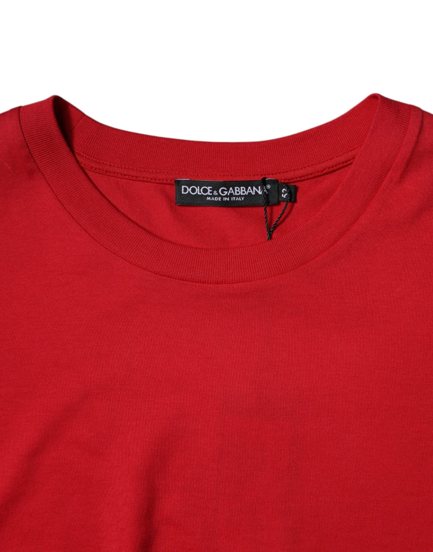 Dolce &amp; Gabbana Red Logo Print Cropped Crew Neck T-shirt