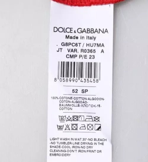 Dolce &amp; Gabbana Red Logo Print Cropped Crew Neck T-shirt
