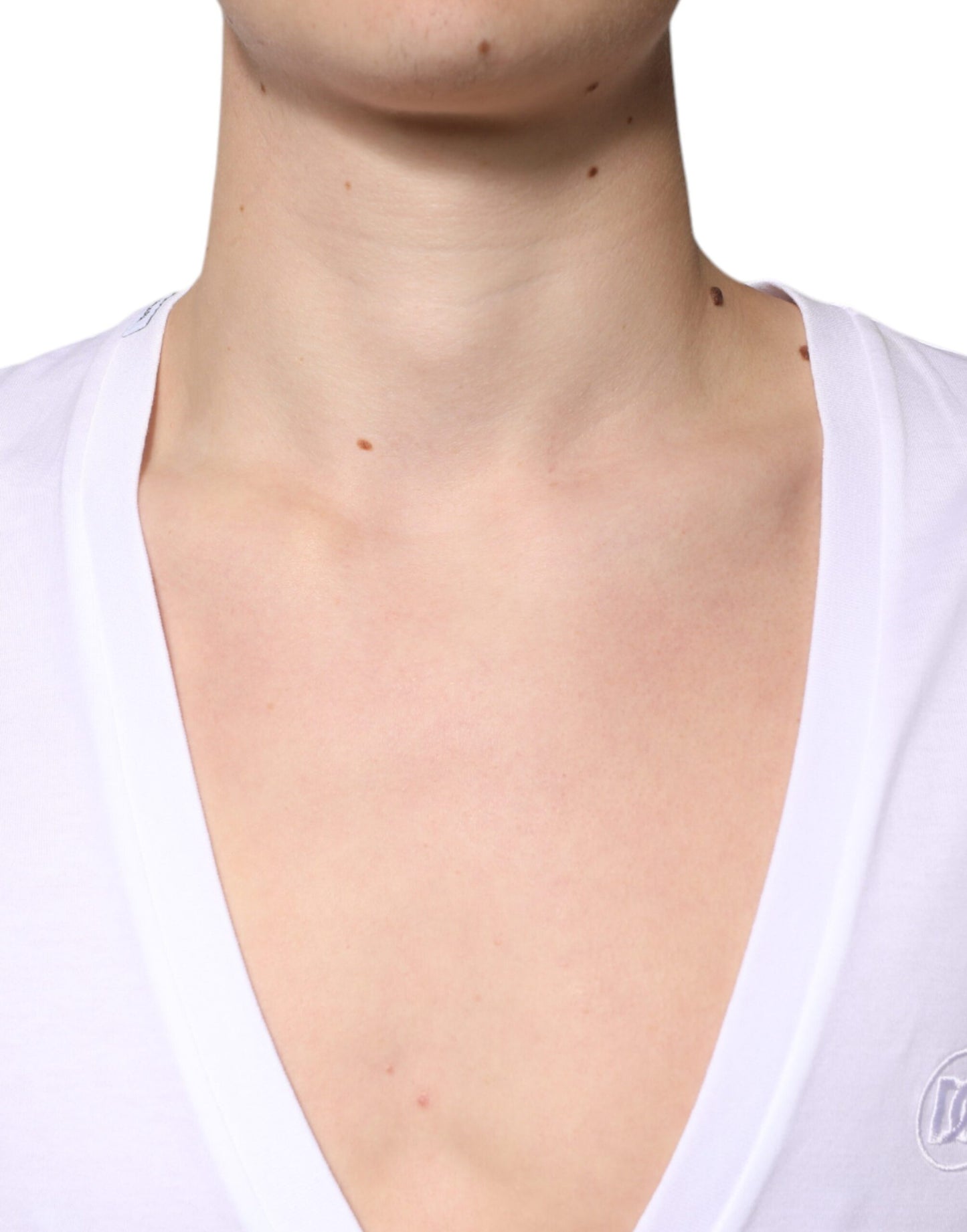 Dolce &amp; Gabbana White Cotton V-neck Short Sleeves T-shirt