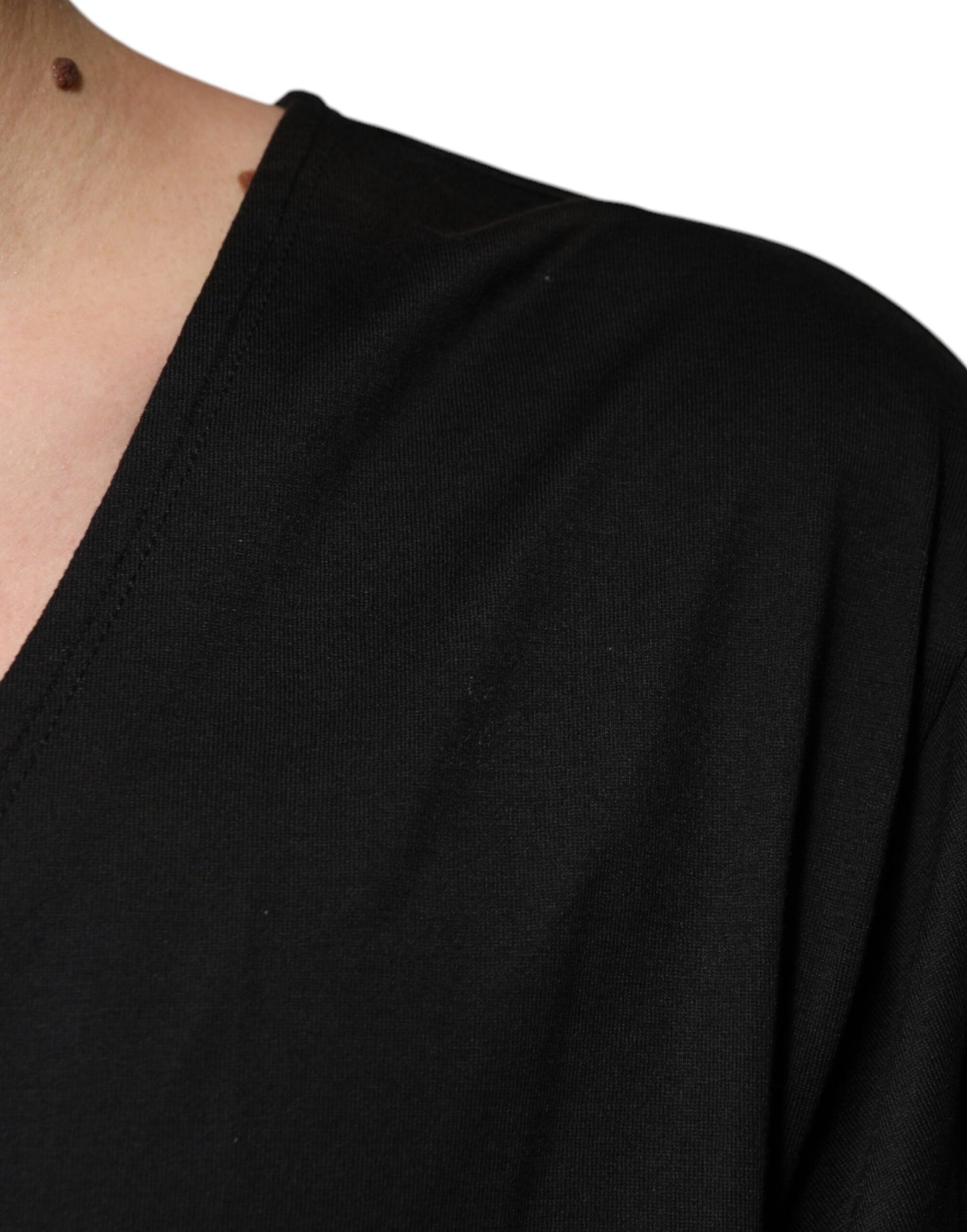 Dolce &amp; Gabbana Black Cotton V-neck Short Sleeves T-shirt