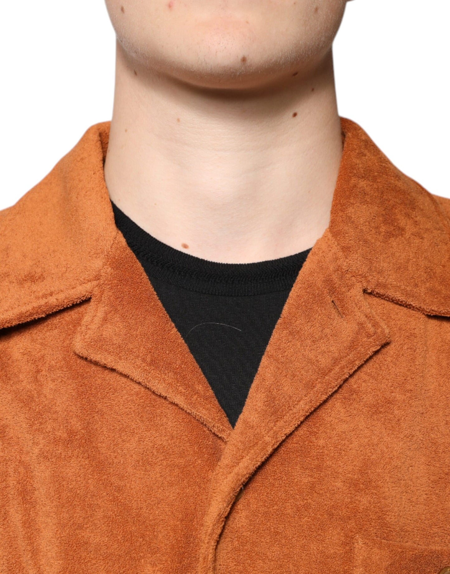 Dolce &amp; Gabbana – Haselnussbraunes Hemd aus Baumwollsamt mit Button-Down-Kragen