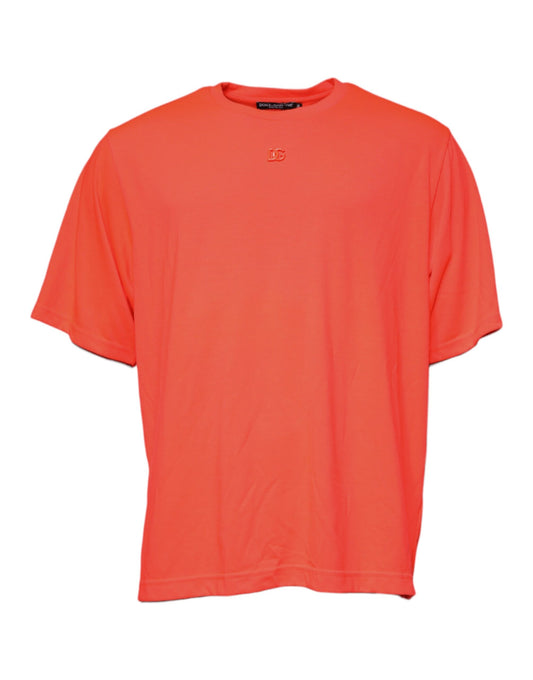 Dolce &amp; Gabbana Orange Logo Polyester Crew Neck T-shirt