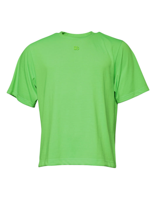 Dolce &amp; Gabbana Green Logo Polyester Crew Neck T-shirt