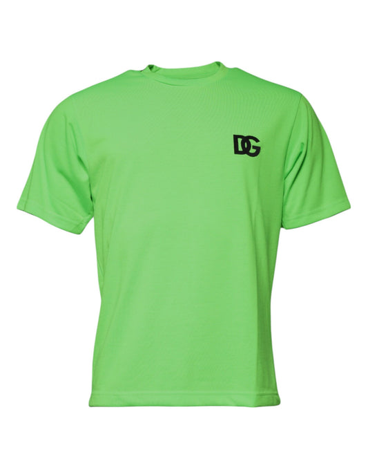 Dolce &amp; Gabbana Green Logo Polyester Crew Neck T-shirt
