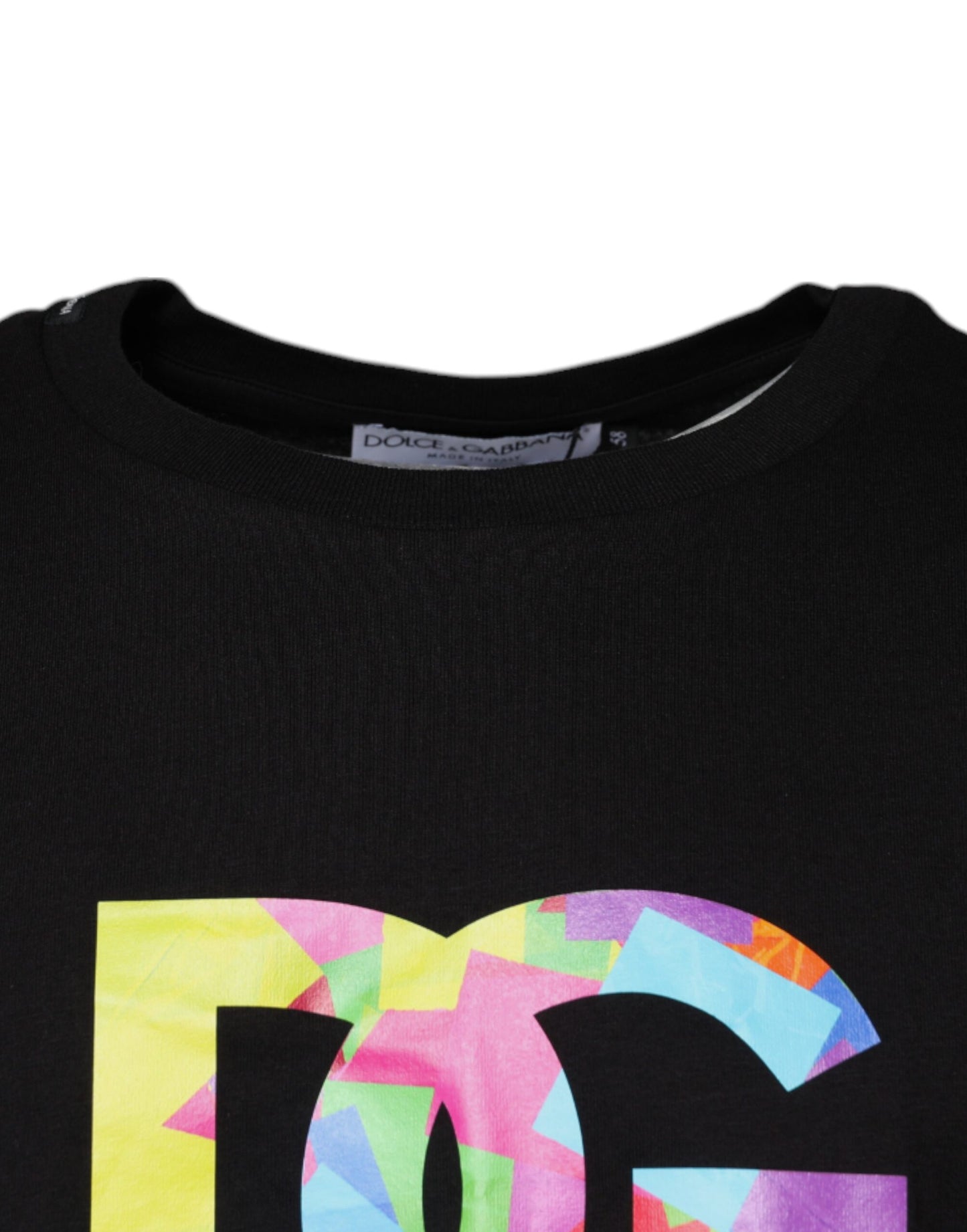 Dolce &amp; Gabbana Black Logo Print Cotton Crew Neck T-shirt