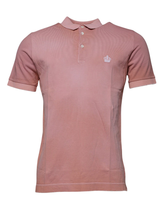 Dolce &amp; Gabbana – Kurzärmliges Poloshirt mit rosa Kronenkragen