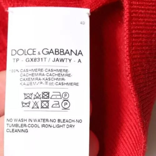 Dolce &amp; Gabbana Roter Kaschmirpullover mit Kragen
