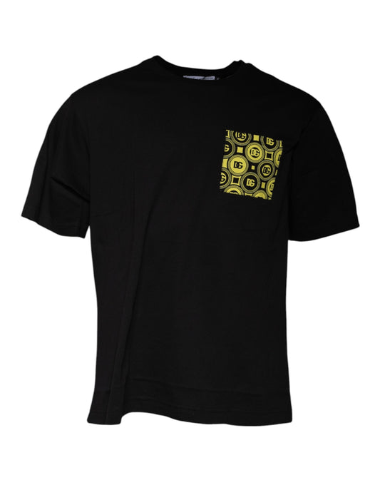 Dolce &amp; Gabbana Black Logo Print Cotton Short Sleeves T-shirt