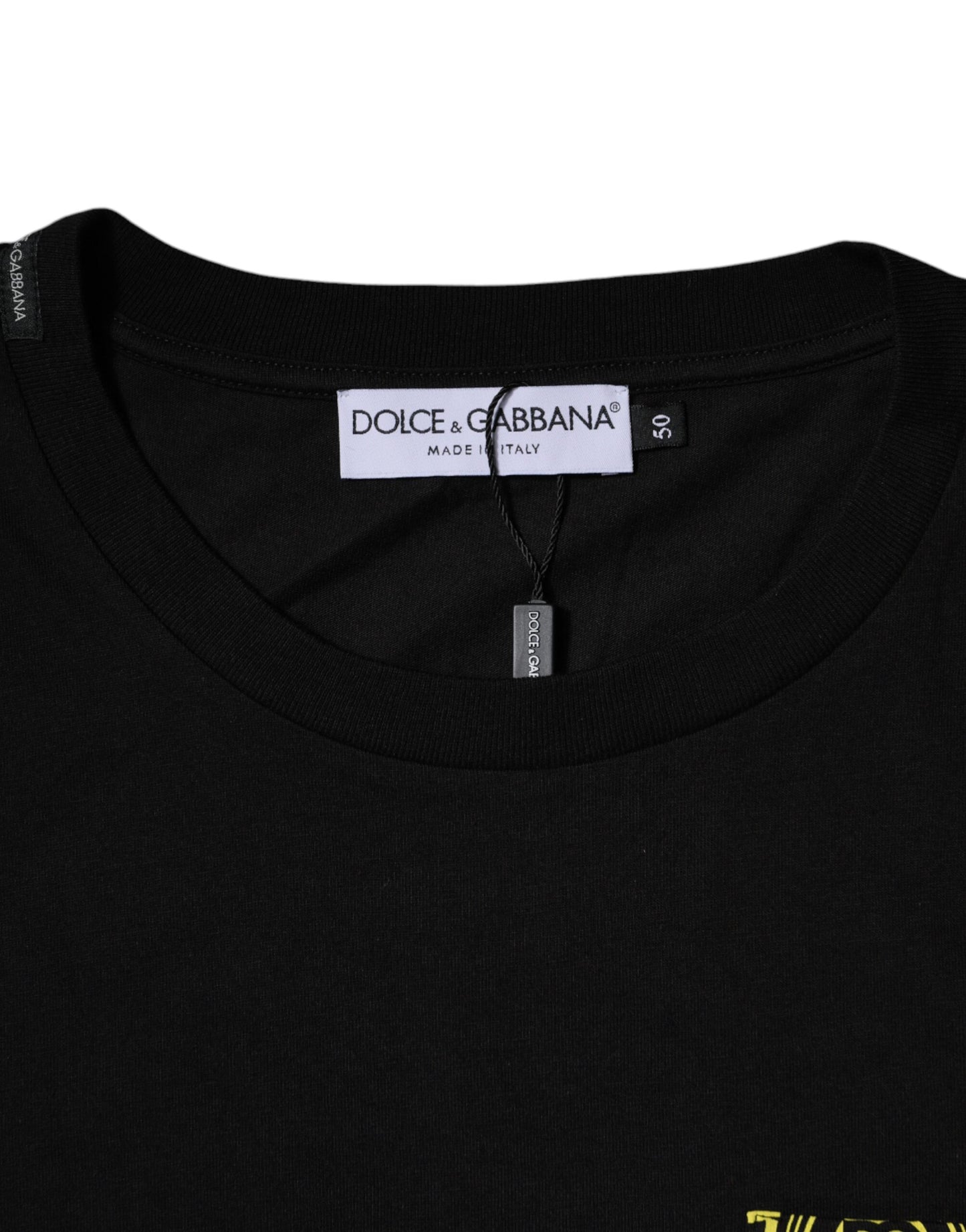 Dolce &amp; Gabbana Black Logo Print Cotton Short Sleeves T-shirt