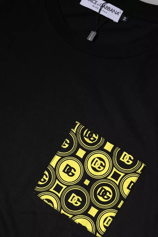 Dolce &amp; Gabbana Black Logo Print Cotton Short Sleeves T-shirt