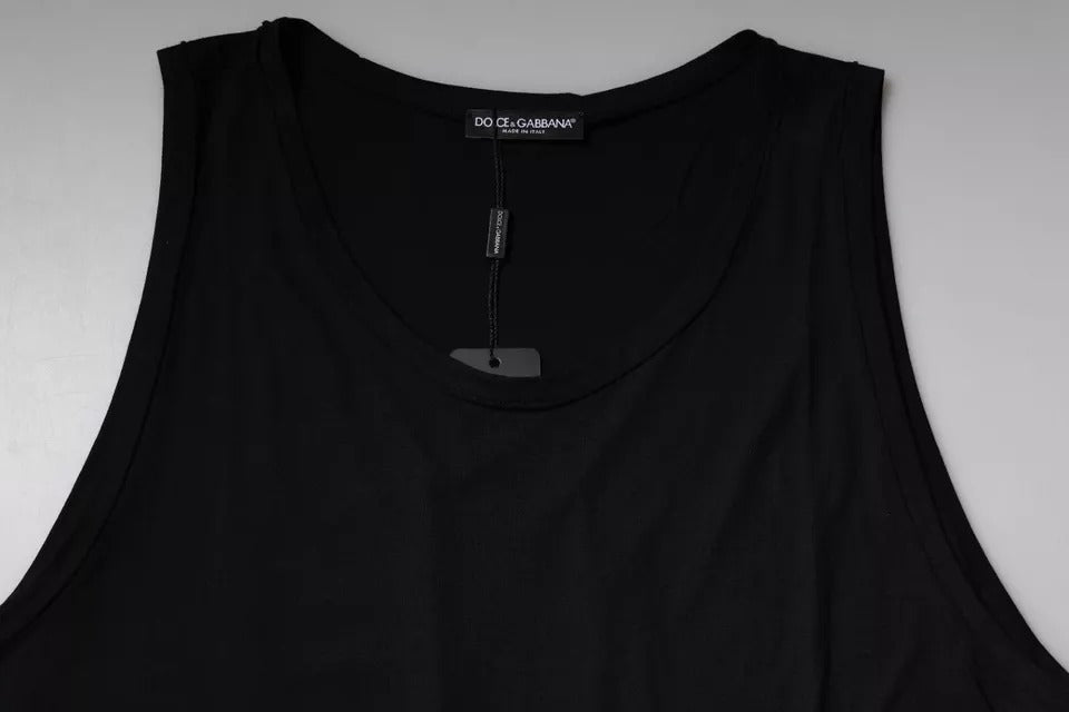 Dolce &amp; Gabbana Black Cotton Sleeveless Round Neck Tank T-shirt