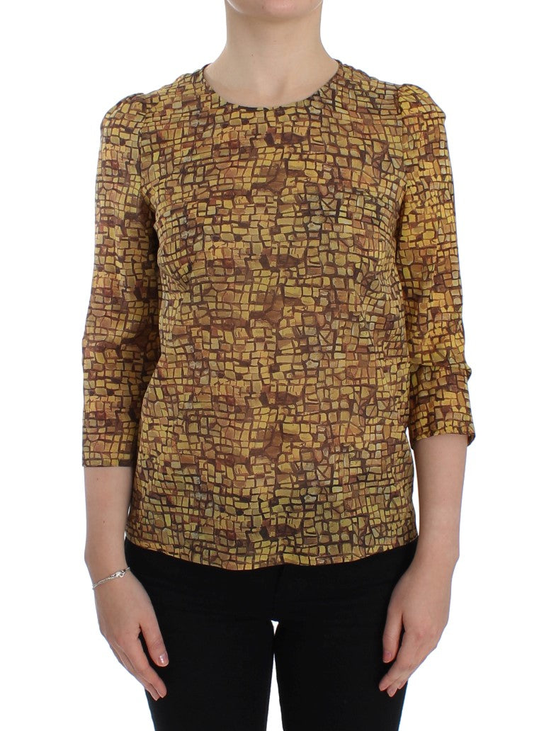 Dolce &amp; Gabbana Seidenbluse mit sizilianischem Mosaikmuster