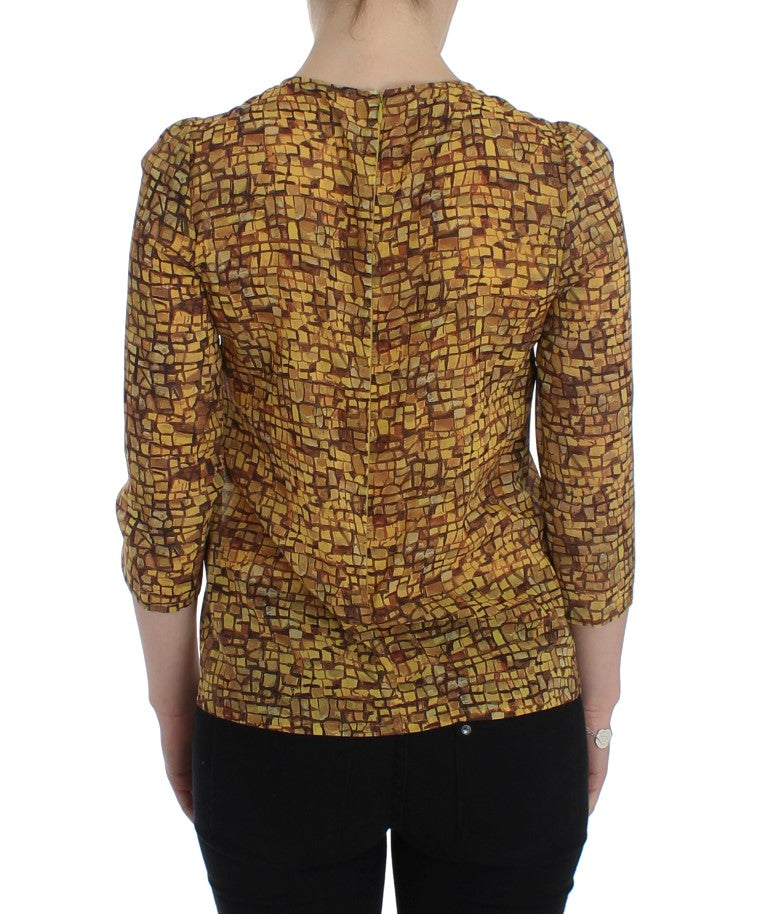 Dolce &amp; Gabbana Seidenbluse mit sizilianischem Mosaikmuster