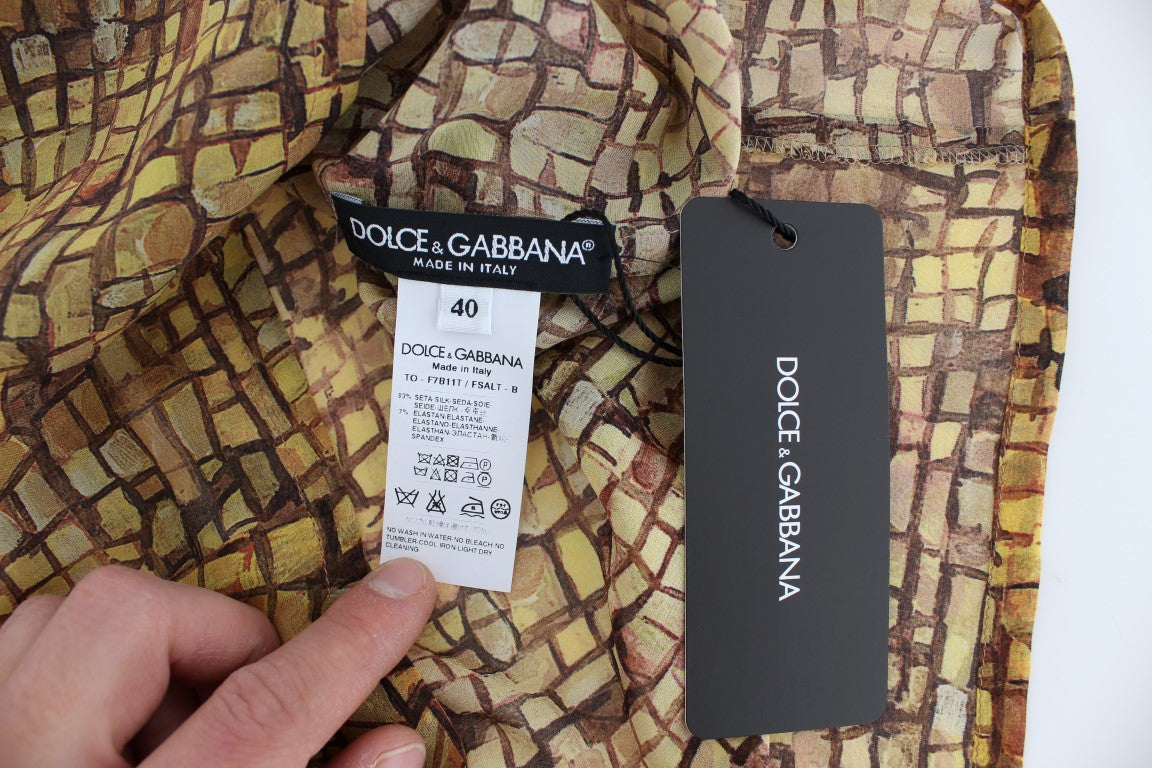 Dolce &amp; Gabbana Seidenbluse mit sizilianischem Mosaikmuster