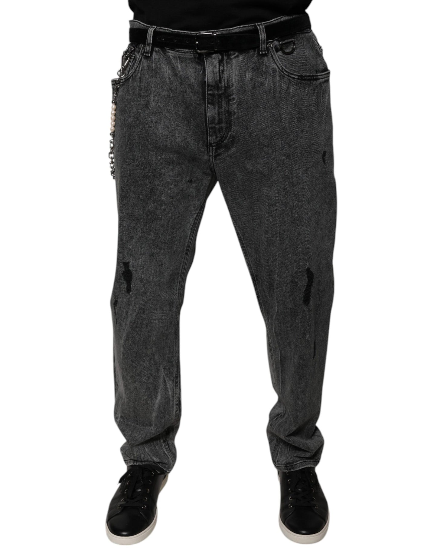 Dolce &amp; Gabbana Dunkelgraue Skinny-Jeans aus Baumwolle
