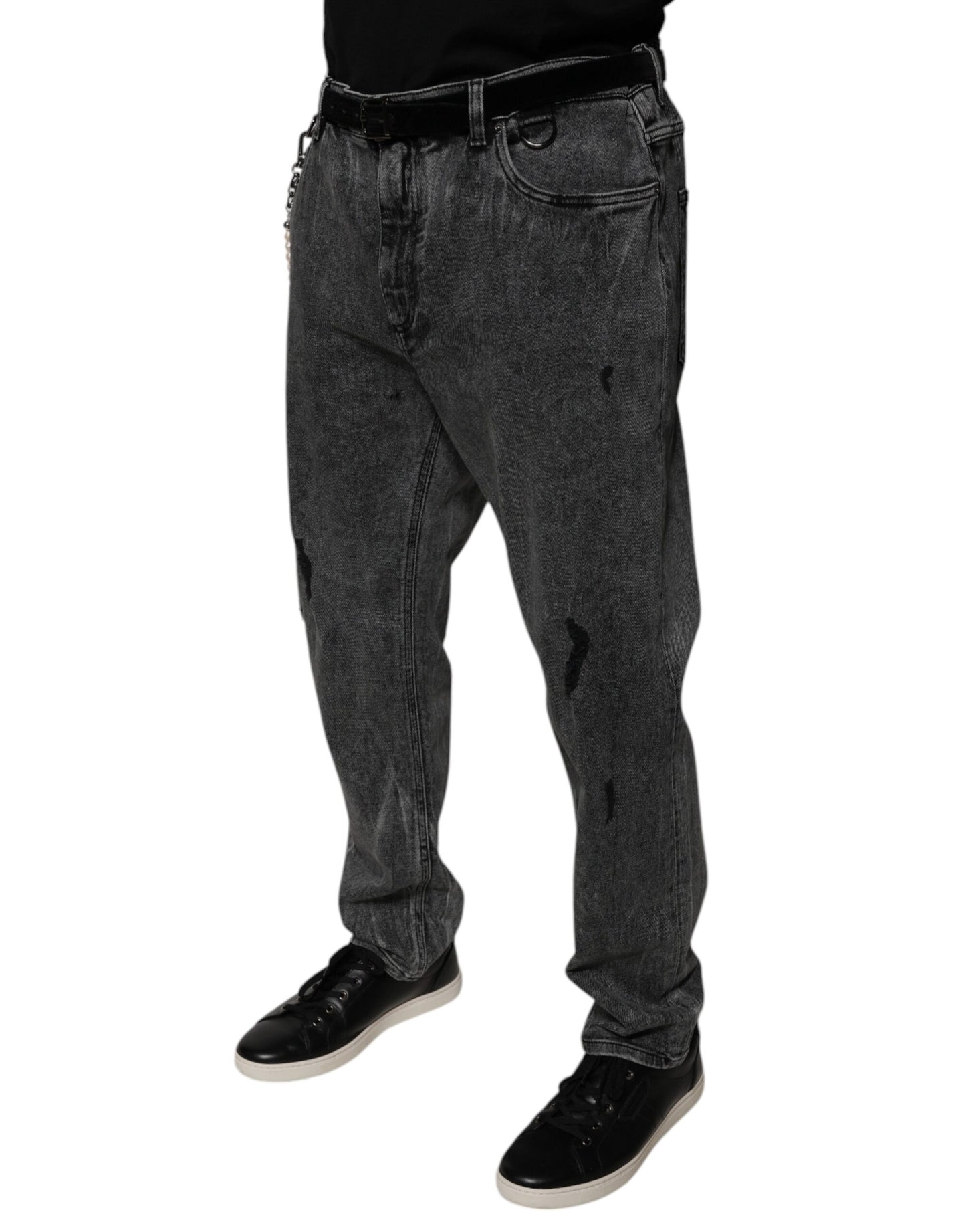 Dolce &amp; Gabbana Dunkelgraue Skinny-Jeans aus Baumwolle