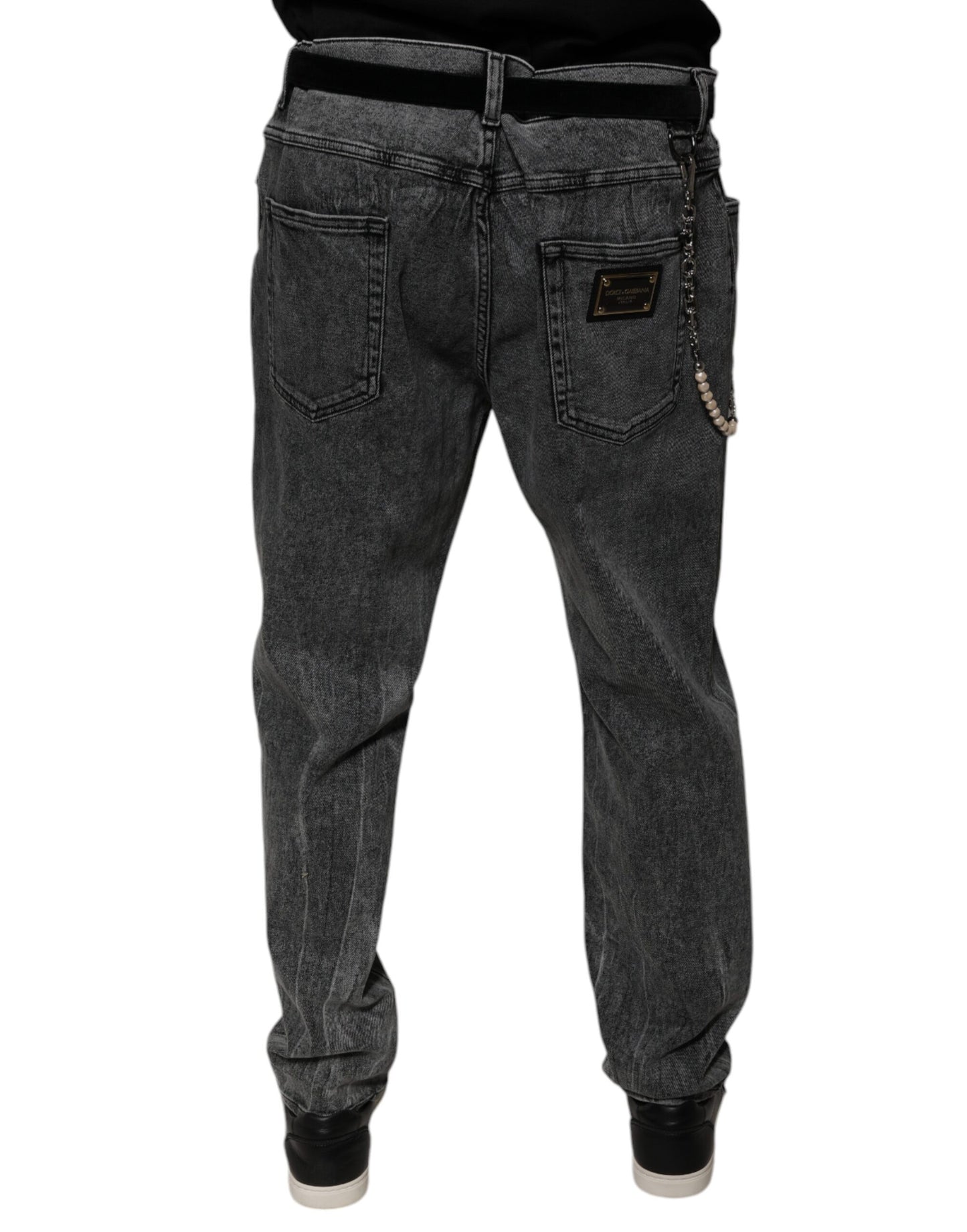 Dolce &amp; Gabbana Dunkelgraue Skinny-Jeans aus Baumwolle