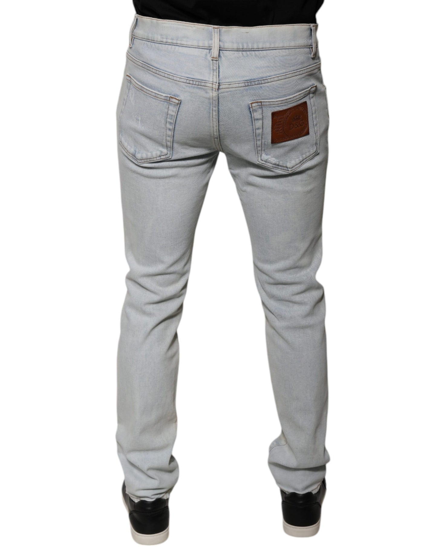 Dolce &amp; Gabbana – Zerfetzte Skinny-Jeans aus hellblauer Baumwollmischung