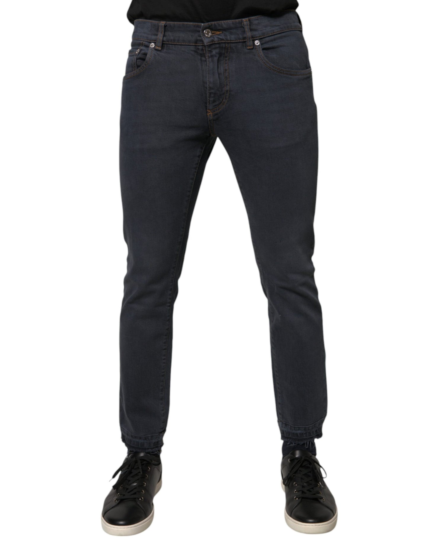 Dolce &amp; Gabbana Dunkelgraue Skinny-Jeans aus Baumwolle