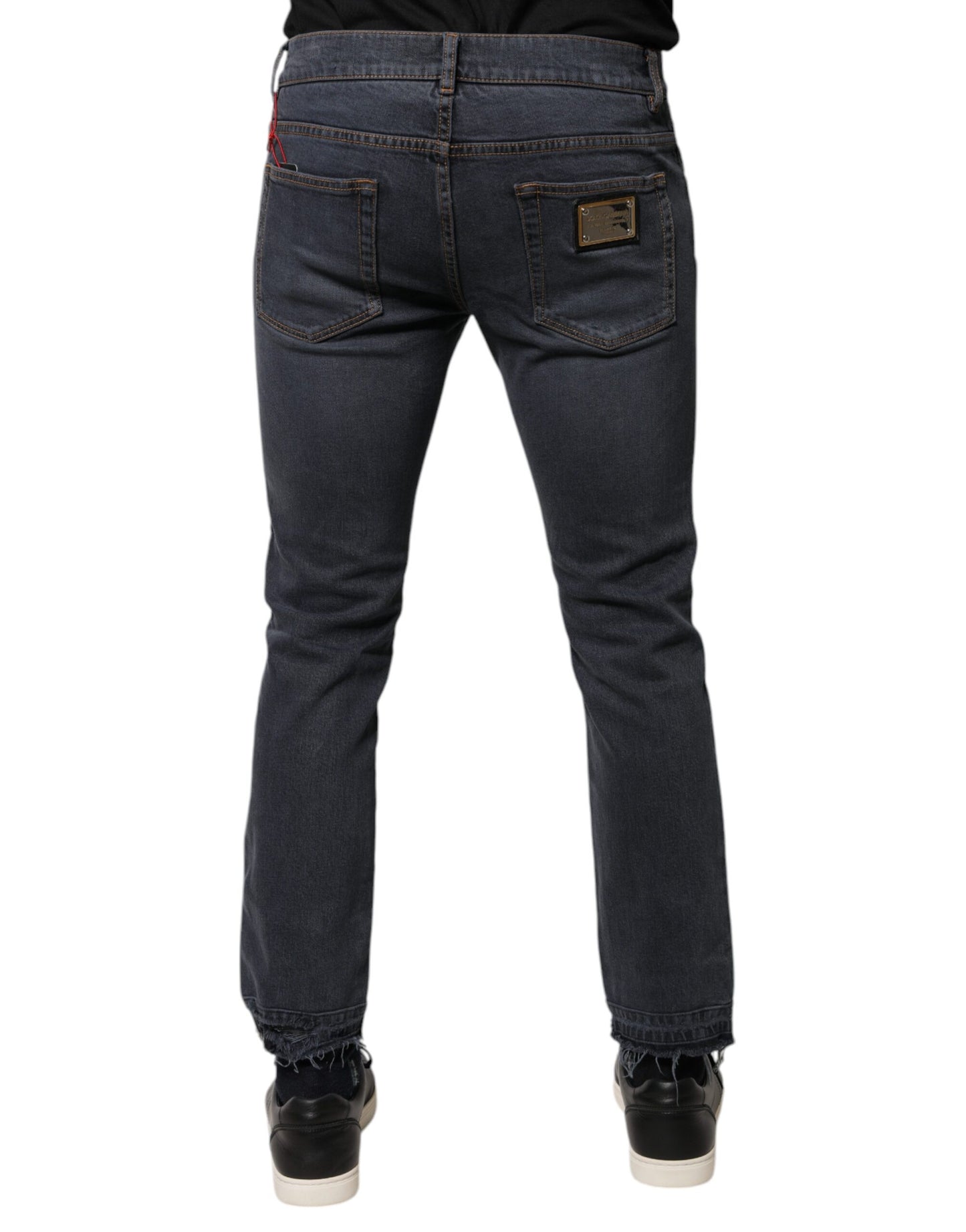 Dolce &amp; Gabbana Dunkelgraue Skinny-Jeans aus Baumwolle