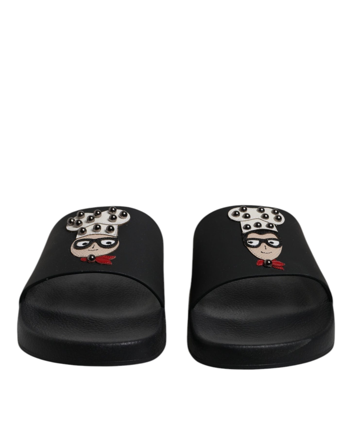 Dolce &amp; Gabbana Schwarze Leder-Sandalen, Strandschuhe