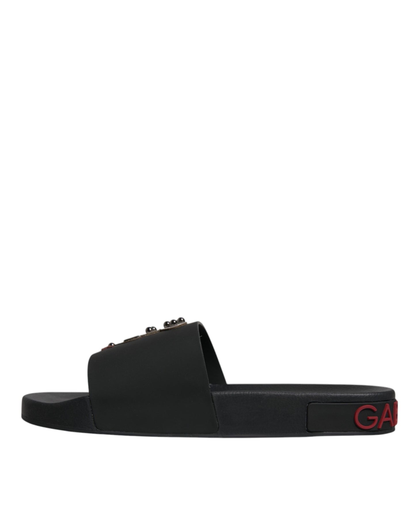 Dolce &amp; Gabbana Schwarze Leder-Sandalen, Strandschuhe