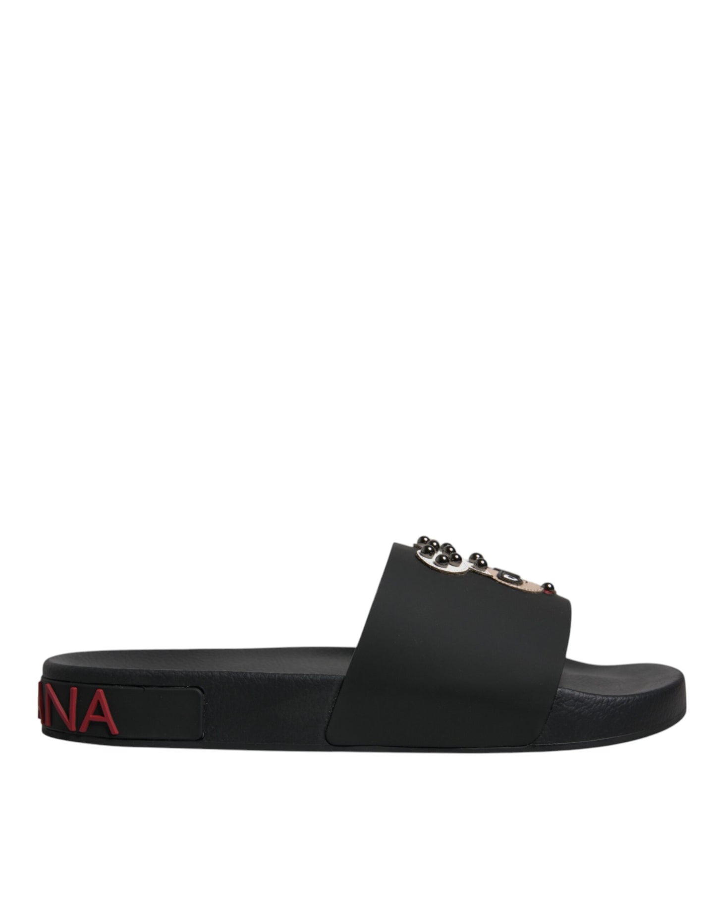 Dolce &amp; Gabbana Schwarze Leder-Sandalen, Strandschuhe