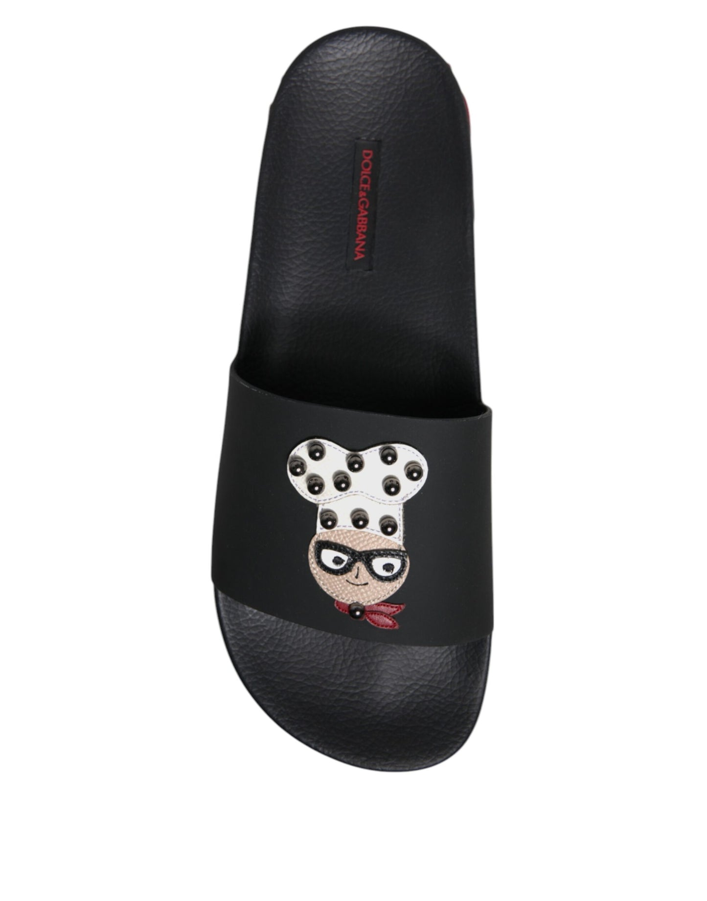Dolce &amp; Gabbana Schwarze Leder-Sandalen, Strandschuhe