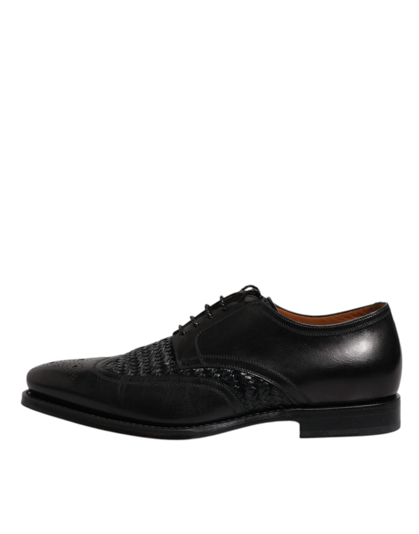 Dolce &amp; Gabbana – Derby-Schuhe aus schwarzem Leder mit Flügelkappe und Schnürung für formelle Anlässe