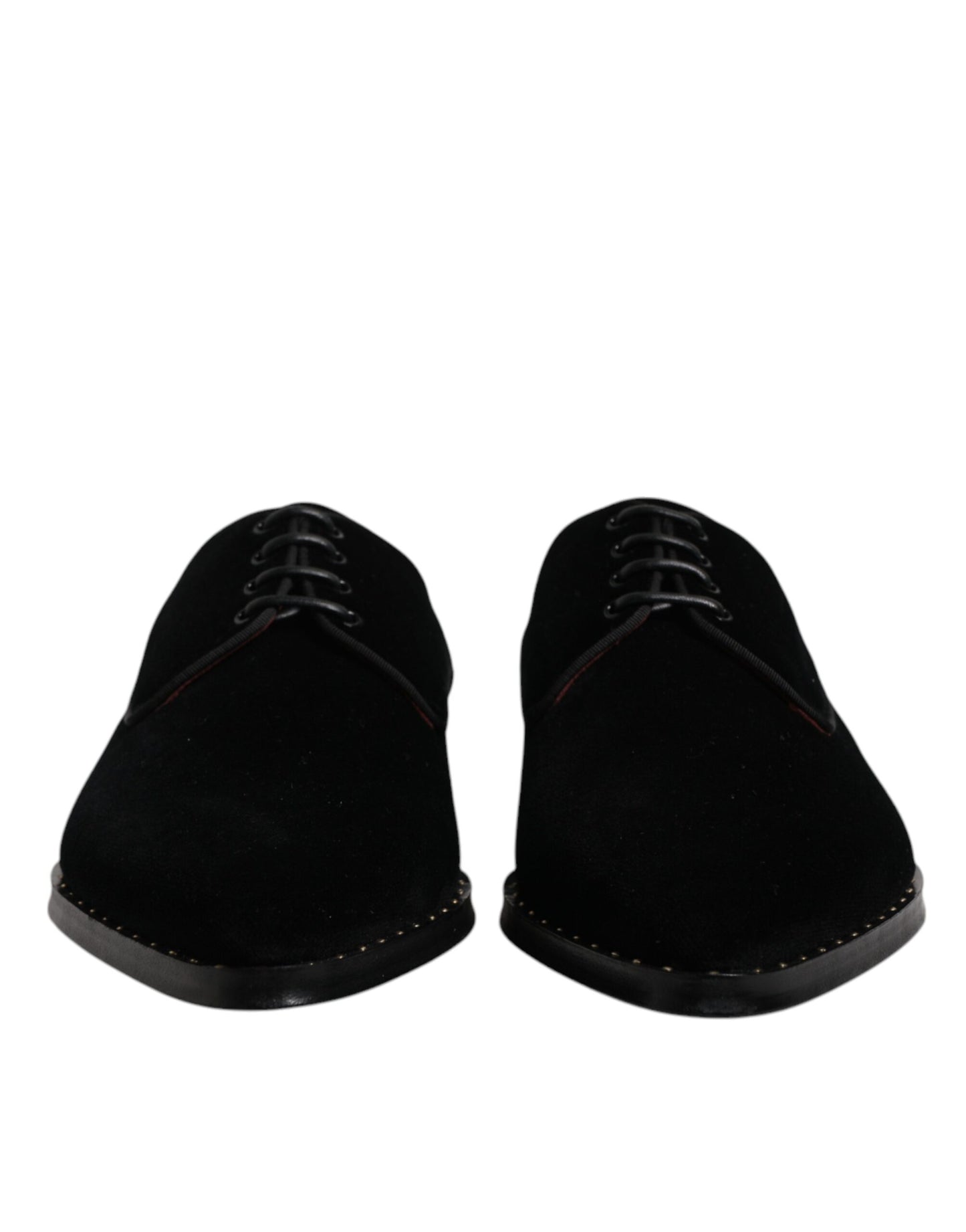 Dolce &amp; Gabbana – Derby-Schnürschuhe aus schwarzem Baumwollsamt