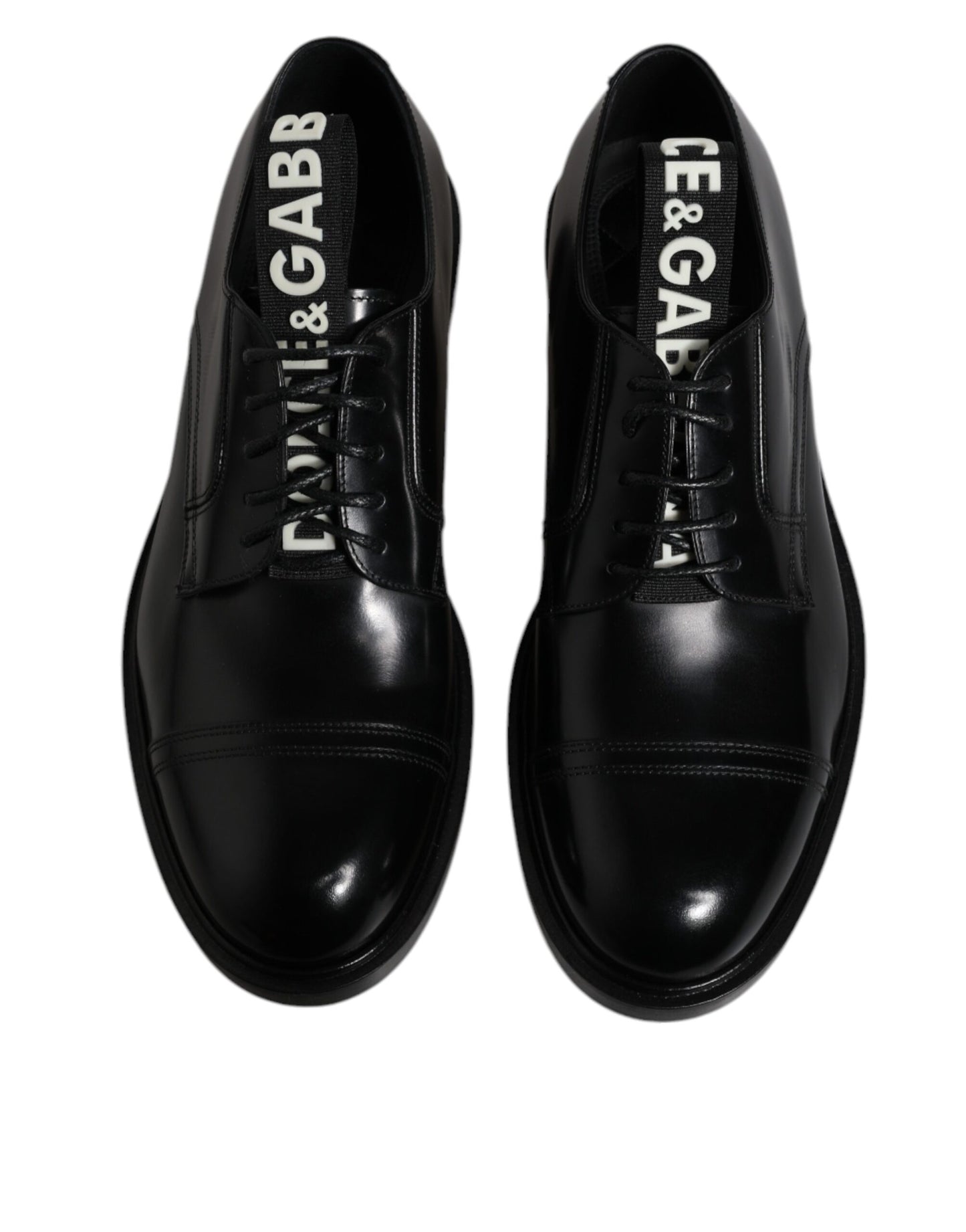 Dolce &amp; Gabbana – Derby-Schnürschuhe aus schwarzem Lackleder für formelle Anlässe
